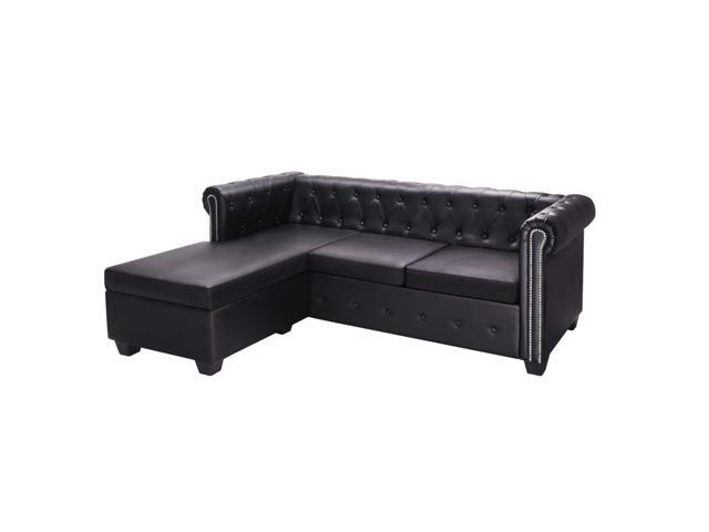 Vidaxl L Shaped Chesterfield Sofa Artificial Leather Black Home Chaise Longue Newegg Com Vidaxl L Shaped Chesterfield Sofa, Vidaxl L Shaped Sofa Bed Artificial Leather Black And White
