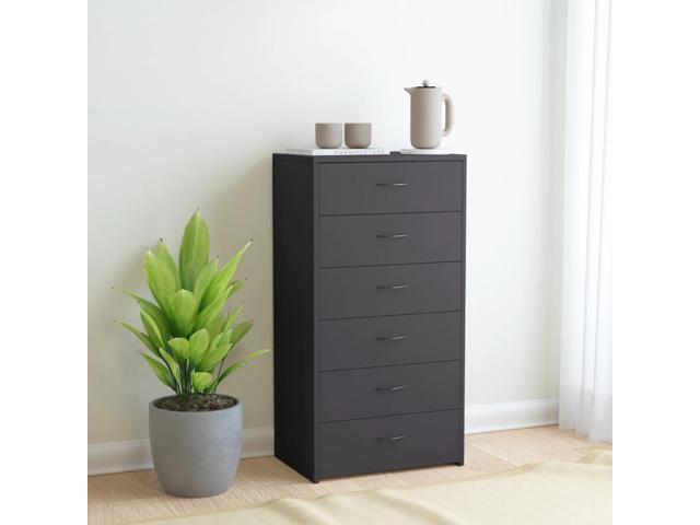 vidaXL Drawer Cabinet Gray Chipboard Storage Sideboard Chest Office Furniture 