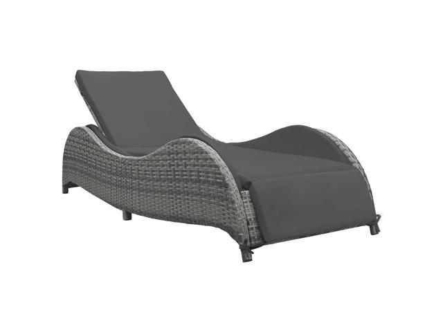 vidaxl sun lounger with cushion poly rattan