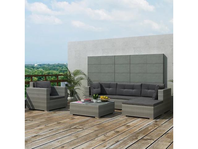 vidaXL Garden Sofa Set 14 Piece Rattan Wicker Patio Outdoor Lounging Furniture
