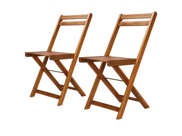 vidaXL 2x Patio Teak Folding Chairs Wood Outdoor Bistro Garden Seating Seat 