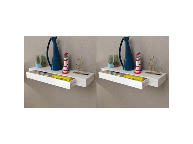 Vidaxl Floating Wall Shelves With Drawers 2 Pcs White 31 5 Newegg Com