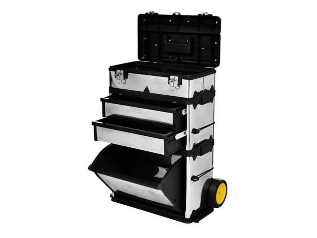 vidaXL 3-Part Rolling Tool Box with 2 Wheels Storage Cabinet Storage Boxes