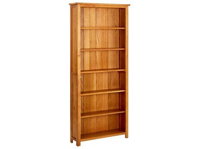 Vidaxl Solid Oak Wood 6 Tier Bookcase Book Shelves Cabinets