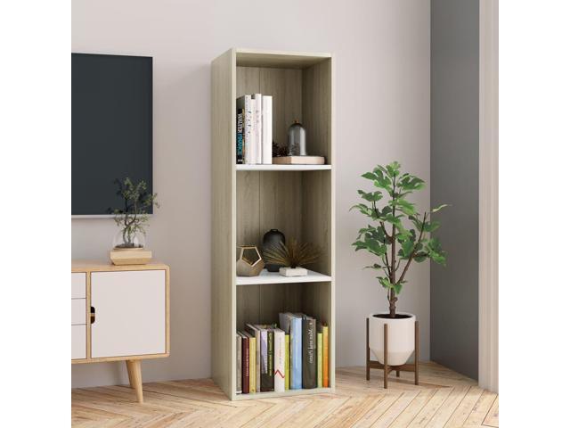 Vidaxl Book Cabinet Tv Cabinet White And Sonoma Oak Chipboard