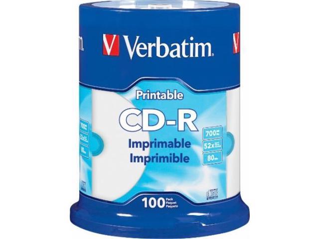 VERBATIM CD-R CDR 52X 700MB White Inkjet Hub Printable 100 pack Spindle 98493 - photograph relating to Verbatim Cd R Printable named VERBATIM CD-R CDR 52X 700MB White Inkjet Hub Printable 100 pack Spindle 98493 -
