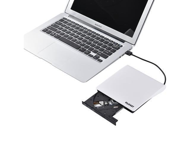 StyEAST SD307 external DVD burner USB3.0 support Windows XP,7,8.1,10, Mac OS X, Linux and Chrome, super multi ultra slim portable drive, USB3.0 Y-splitter cable and cloth case included