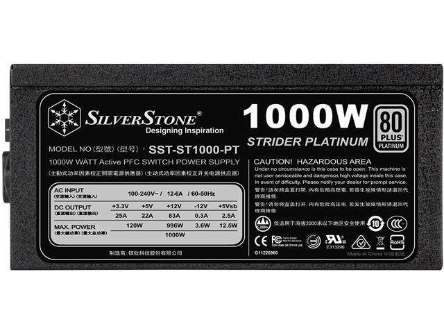 SilverStone Technology ST1000-PT, 80 Plus Platinum 1000W Fully