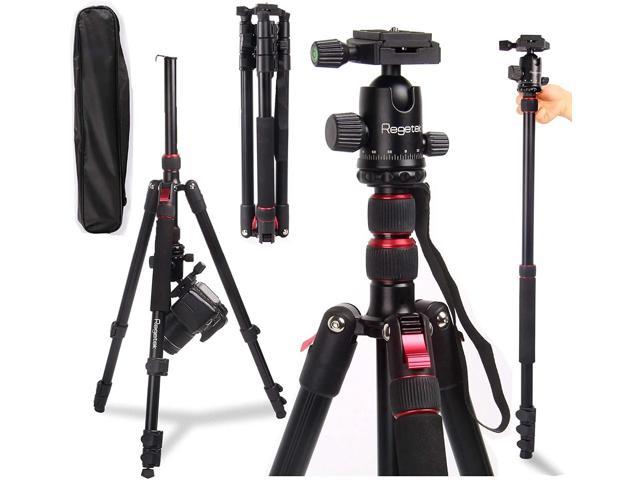 Tripod Lusweimi Travel Tripod with Fluid Head for Canon/Nikon/Sony Camera with Phone Holder Portable Bag for Photography 60-Inch Video Tripod for DSLR Camera/iPhone/Phone with Bluetooth Remote 