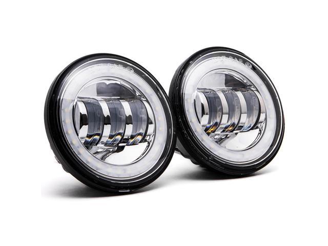 Black 2x 4.5" LED Spot Fog Passing Light Angel DRL Compatible with Harley Davidson Heritage Softail Classic FLSTC 1988-2016