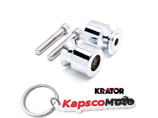 Krator Chrome Swingarm Spools Sliders Motorcycle Bobbins Compatible with Kawasaki Ninja ZX-14 ZX1400 2006-2011