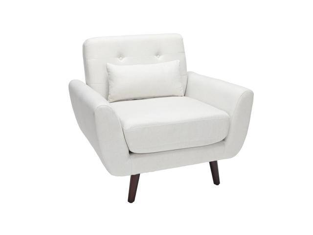 Ofm 161 Collection Mid Century Modern Tufted Fabric Accent Chair With Arms And Lumbar Support Pillow Walnut Legs In Light Gray 161 Flc2 Bge