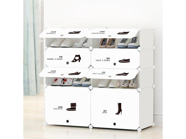 4 Tiers Shoe Rack With Dustproof Door Closet Shoe Storage Cabinet Organizer White Newegg Com