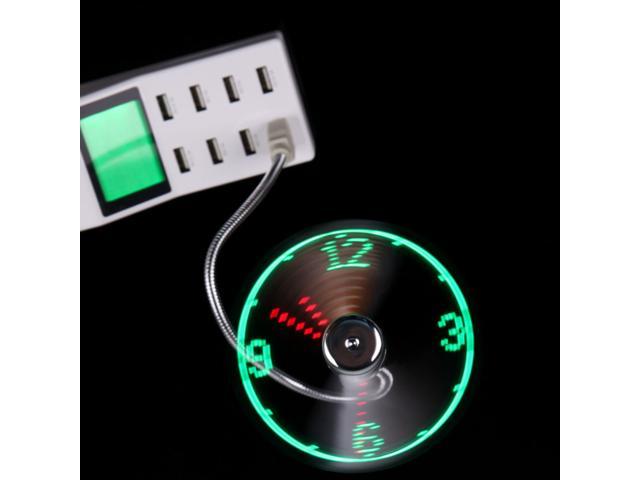 USB Mini Flexible Time LED Clock Fan With LED Light Cool Gadget 