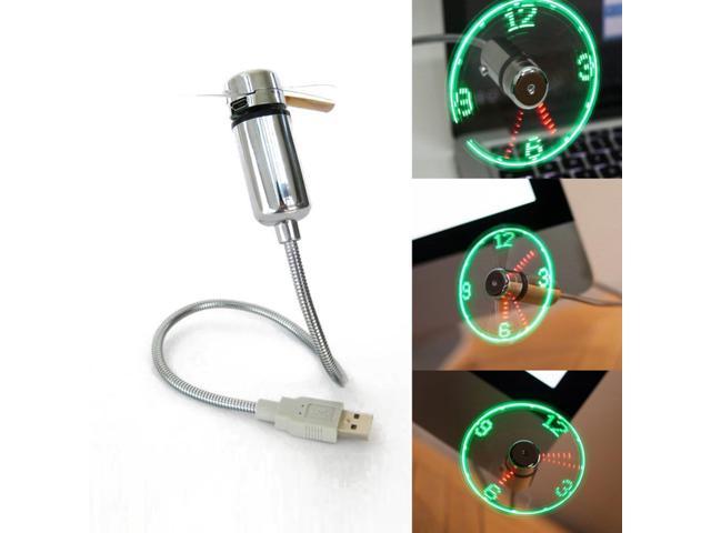 5V Adjustable USB Mini Flexible Time Clock Fan with LED Light Cool Gadget 