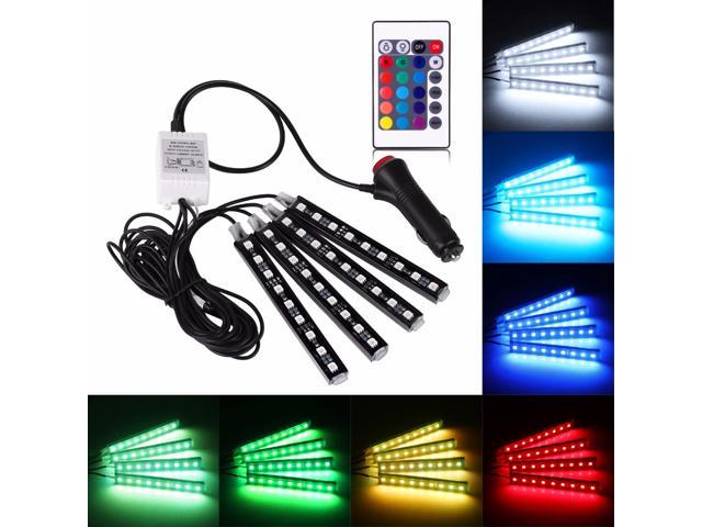 Car Rgb Led Strip Light 4pcs Led Strip Lights 16 Colors Car Styling Decorative Atmosphere Lamps Car Interior Light With Remote