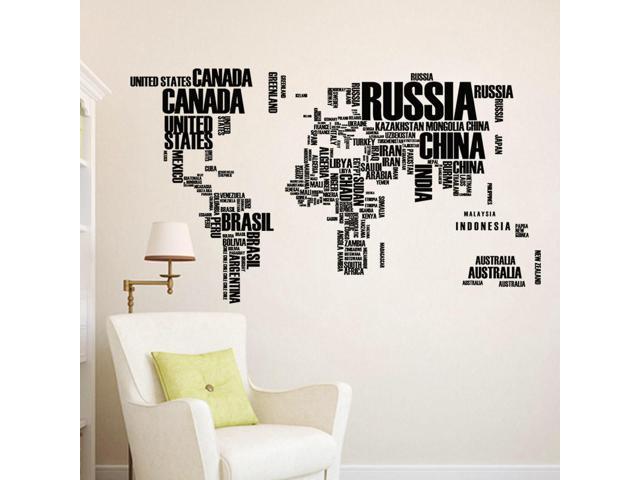 World Map Wall Sticker Country Name Wall Sticker Words Decals For