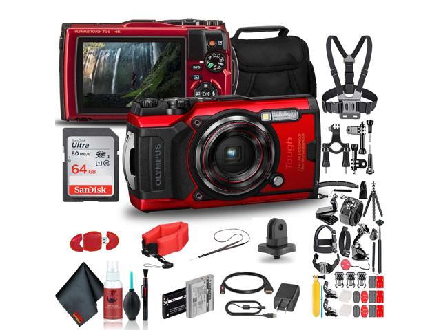 Olympus Tough TG-6 Waterproof Camera (Red) - Action Bundle - With