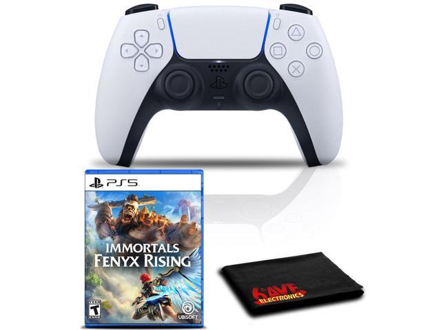 PlayStation 5 DualSense Wireless Controller (White) Bundle with Immortals Fenyx Rising