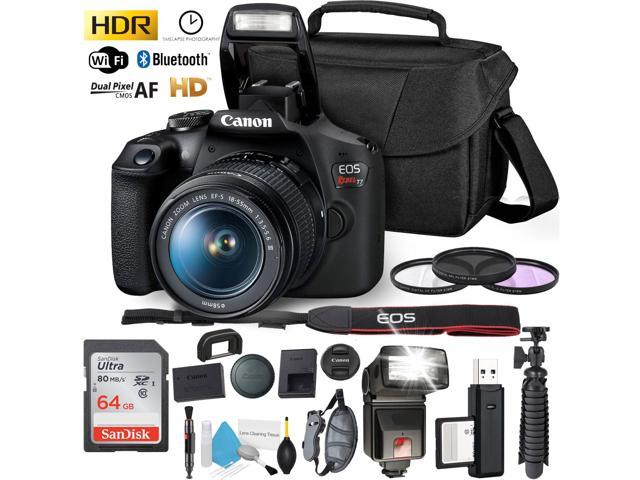 Canon Rebel T7 DSLR Camera with 18-55mm DC III Lens and 64GB Ultra Speed Memory Card, Case, Cleaning Kit, Flash Bundle