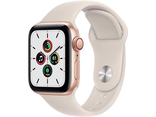 Photo 1 of Apple Watch SE (GPS + Cellular, 40mm) Gold Aluminum Case with Starlight Sport Band