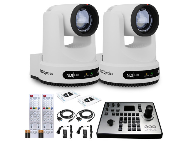 2 x PTZOptics Move 4K PTZ Camera with 12x Zoom (White) (PT12X-4K-WH-G3 ...