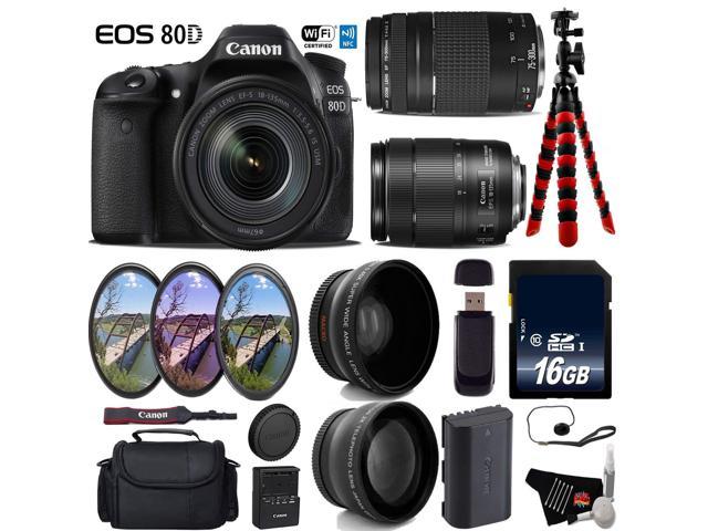 Canon EOS 80D DSLR Camera with 18-135mm is STM Lens & 75-300mm III