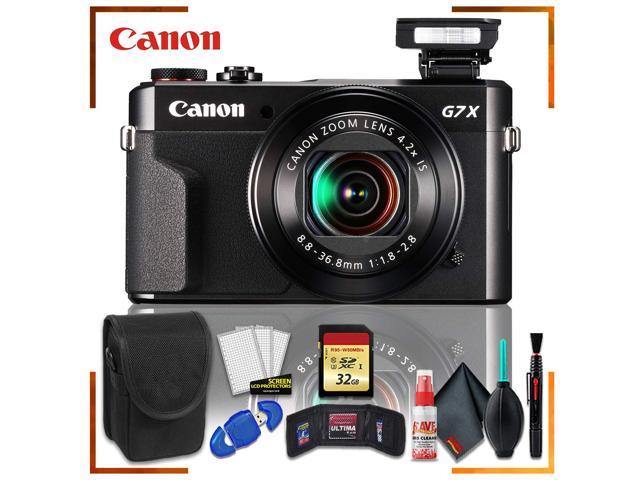 Canon PowerShot G7 X Mark II Digital Camera (Intl Model) + 32gb Memory SD Card Bundle + Camera Case + Cleaning Kit