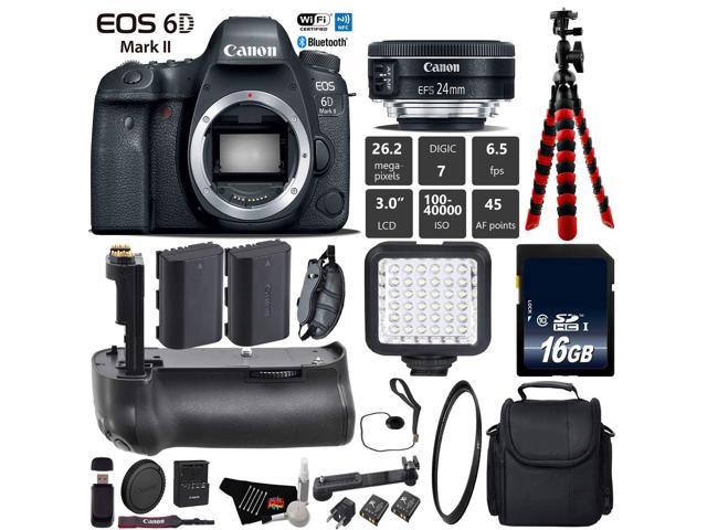 envío habla Sueño Canon EOS 6D Mark II DSLR Camera With 24mm 2.8 STM Lens + Tripod +  Professional Battery Grip + UV Protection Filter + LED Kit + Extra Battery  + Case + Wrist