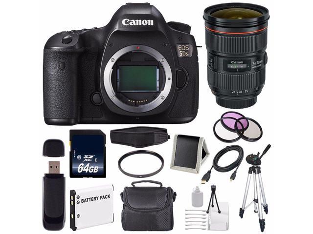 Canon Eos 5ds Dslr Camera International Model 0581c002 Canon Ef 24 70mm F 2 8l Ii Usm Lens Lp E6 Battery 64gb Sdxc Class 10 Memory Card Bundle Newegg Com