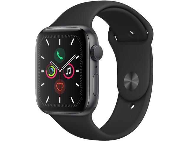 Apple Watch Series 5 (GPS Only, 44mm, Space Gray Aluminum, Black Sport Band)