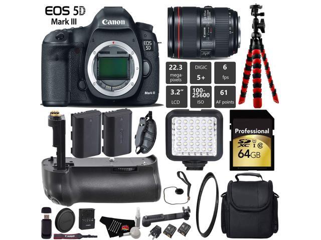 Canon EOS 5D Mark III DSLR Camera with 24-105mm f/4L II Lens + Professional Battery Grip + UV Filter + LED Kit + Extra Battery + Case + Wrist Strap + ...