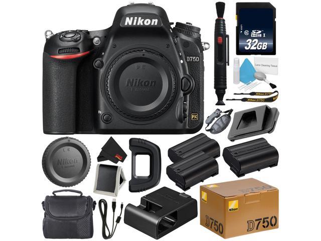 D750 DSLR Camera (Body Only) 1543 (International Model) + EN-EL14A Rechargeable Li-Ion Battery + 32GB SDHC Class 10 Memory Card + Carrying Case + Deluxe Cleaning Kit Memory Card Wallet Bundle - Newegg.com