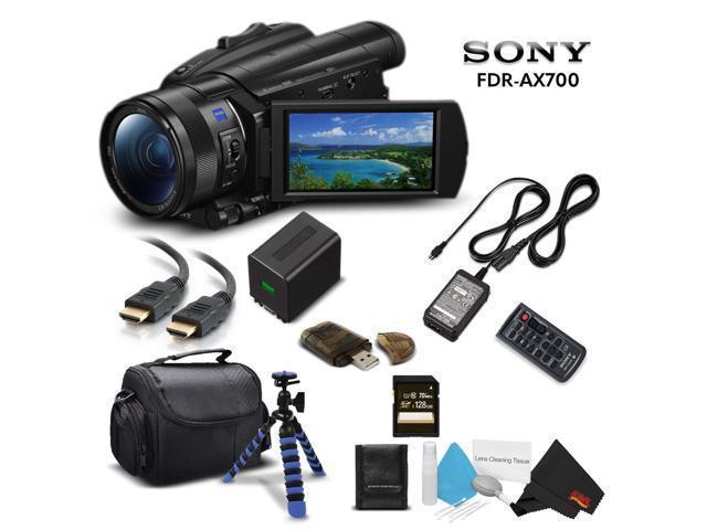 Sony Handycam FDR-AX700 4K HD Video Camera Camcorder (Intl Model) With 128GB Memory Card + Carrying Case + HDMI Cable and more - Starter Kit