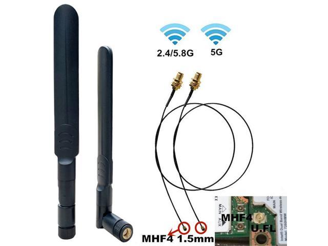 8dBi RP-SMA Dual Band 2.4GHz 5GHz 5.8G + 2 x M.2 IPEX 4 MHF4 Cable Antenna for NGFF Wireless Cards M.2 3G 4G Cards for Intel AX201 AX200 9260 9560 8260 8265 7260 NGFF Wireless Card Routers PC FPV etc