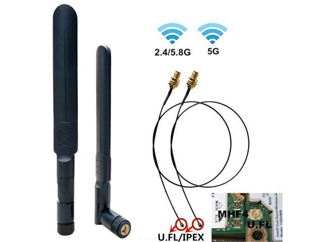 2 9dBi 2.4GHz 5GHz 5.8GHz RP-SMA WiFi Antennas 2 U.fl Cable for Belkin F7D8301 