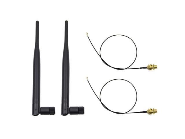2 9dBi 2.4GHz 5GHz 5.8GHz RP-SMA WiFi Antennas 2 U.fl Cable for Belkin F7D8301 