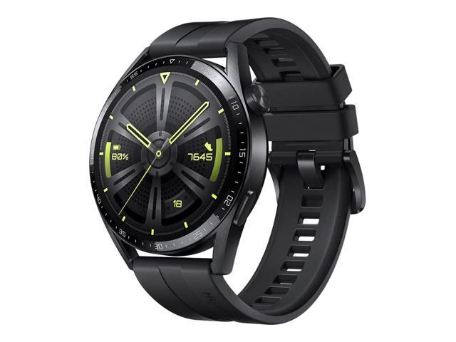 HUAWEI Watch GT 3 Smart Watch 46MM JPT-B19 AMOaLED Display Smartwatch 3-Day  Battery Life Black Stainless Steel Case Black Fluoroelastomer Band Active 