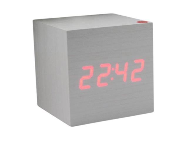 Thzy Wood Cube Led Alarm Control Digital Desk Clock Wooden Style