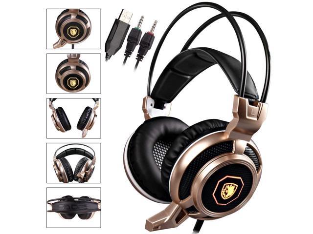 Stereo Gaming Headphones With LED Lighting, USB Headset with Microphone 3.5mm for PC Mac PS4 Laptop