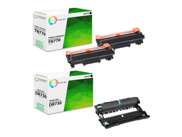 True Color Toner TN770 Toner Cartridge 2 Pack and DR730 Drum Unit ...