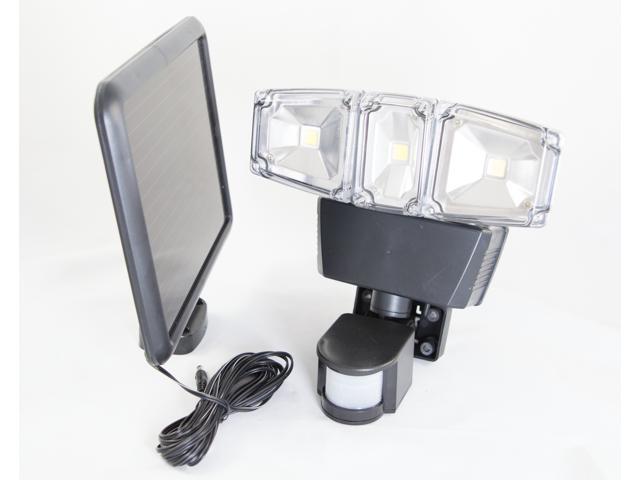 Solar Power Motion Sensor 180 Degree Triple Lamp Security Light with Advance COB LED Technology