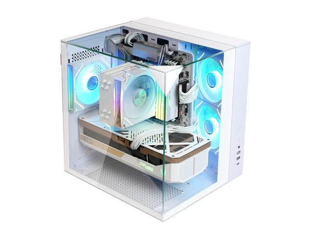 Zalman ZQBE ATX-Mid Tower Gaming PC Case - 3 x 120mm PWM ARGB Fans with Multi-Port PWM Hub/ARGB Controller Included, Three-Sided Full Panoramic Tempered Glass Panels, USB Type-C, White