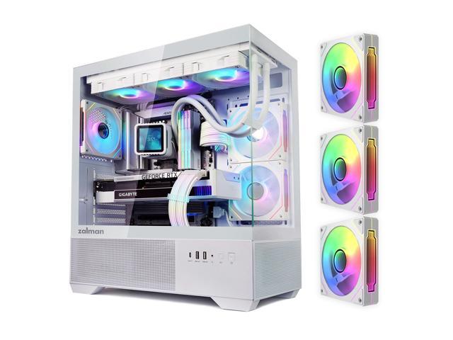 Zalman CHRONIX ATX Mid-Tower PC Case, 3 x PWM ARGB Fans Preinstalled, USB Type-C 3.2, PWM / ARGB Hub Included, Supports 360mm Radiator, Up to 410mm GPU, White