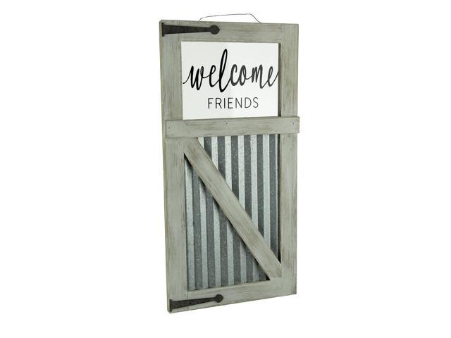 Rustic Wood Tin And Glass Barn Door Welcome Wall Hanging Newegg Com