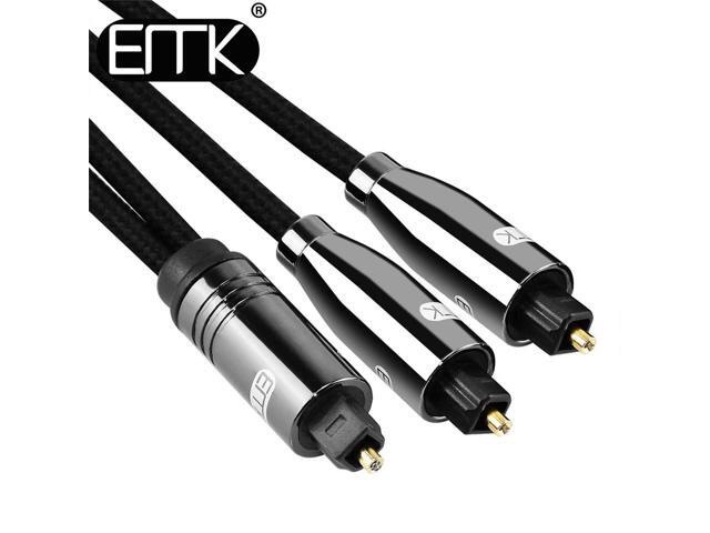3ft/&5ft Ideal for 1 in 2 Out Toslink Digital Audio Splitter Cable Toslink Optical Cable 2 in-1 Out,Support One Audio Source Only Optical Splitter Cable,EMK Digital Toslink Optical Audio Cable