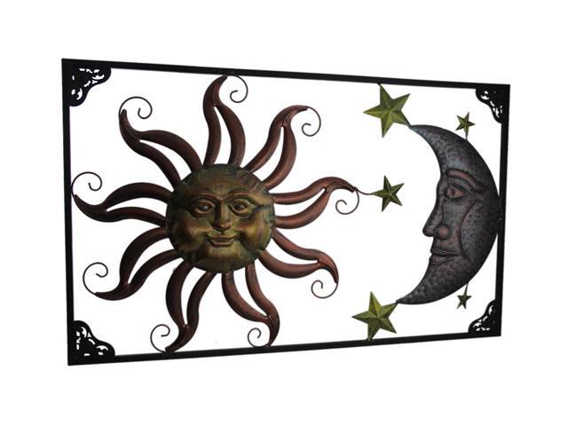 Tri Tone Celestial Sun Moon And Stars Indoor Outdoor Metal Wall Art Newegg Com