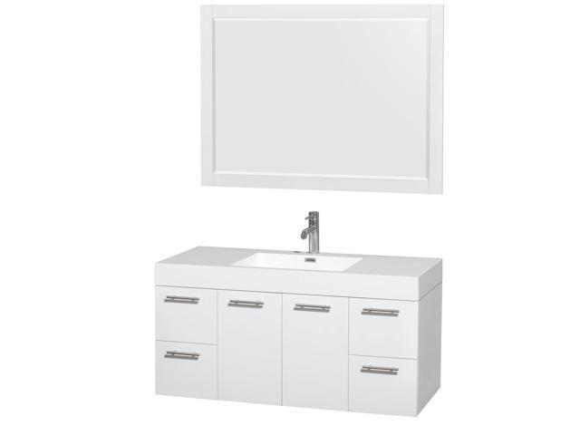 Wyndham Collection Amare 48 Inch Single Bathroom Vanity In Wyndham Collection Amare 48 Inch Single Bathroom Vanity In Glossy White Acrylic Resin