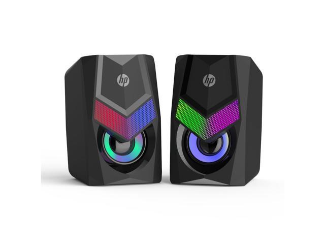 HP - 2.0 Stereo Computer Speakers with Backlight, 3.5 mm Jack, Black