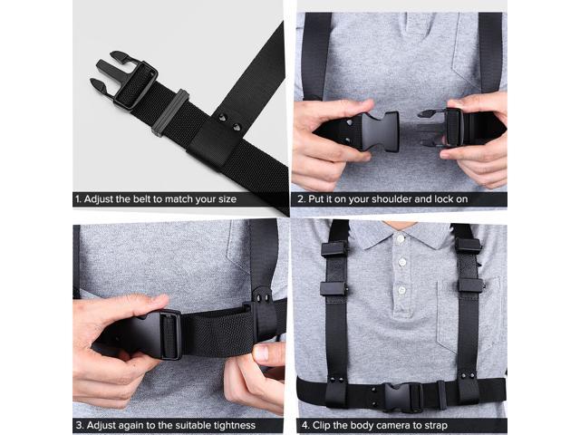 AA-Smart Adjustable Chest Mount Harness Compatible for Police Body Camera Camera Body Chest Strap Mount Belt 